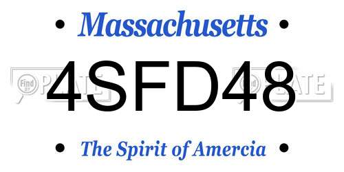 4SFD48 Massachusetts License Plate