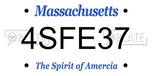 4SFE37 Massachusetts License Plate