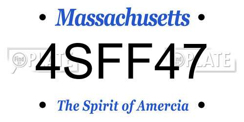 4SFF47 Massachusetts License Plate
