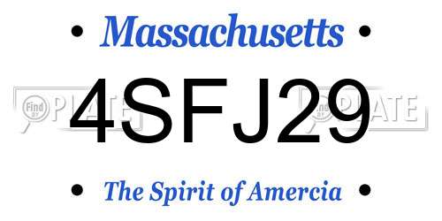 4SFJ29 Massachusetts License Plate