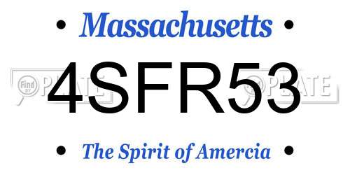 4SFR53 Massachusetts License Plate