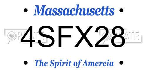 4SFX28 Massachusetts License Plate