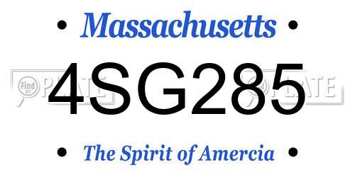 4SG285 Massachusetts License Plate