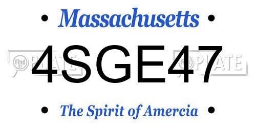 4SGE47 Massachusetts License Plate