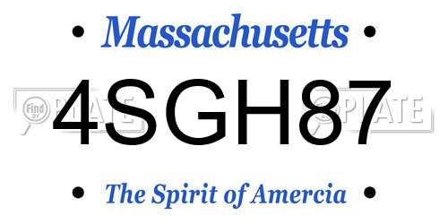 4SGH87 Massachusetts License Plate