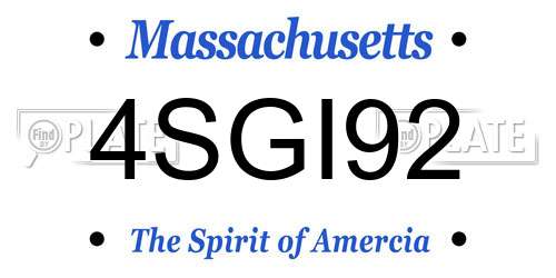 4SGI92 Massachusetts License Plate