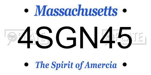 4SGN45 Massachusetts License Plate