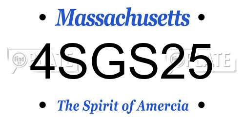 4SGS25 Massachusetts License Plate