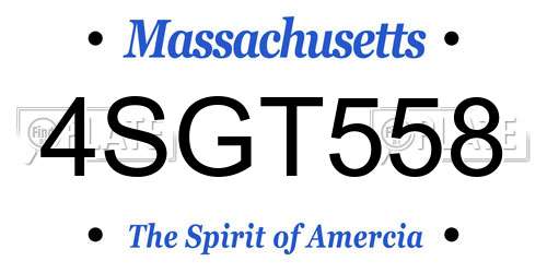 4SGT558 Massachusetts License Plate