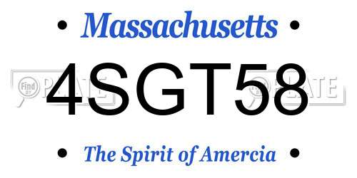 4SGT58 Massachusetts License Plate