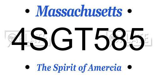 4SGT585 Massachusetts License Plate