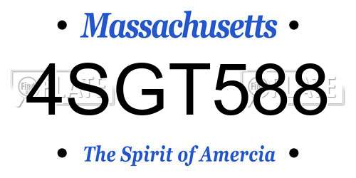 4SGT588 Massachusetts License Plate