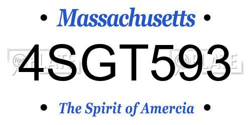 4SGT593 Massachusetts License Plate