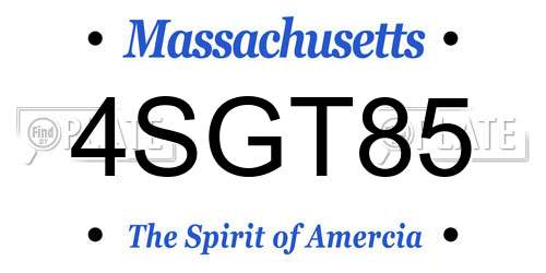 4SGT85 Massachusetts License Plate