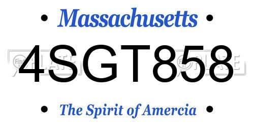 4SGT858 Massachusetts License Plate