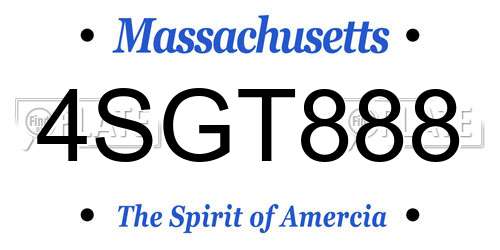 4SGT888 Massachusetts License Plate