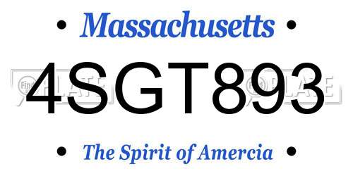 4SGT893 Massachusetts License Plate