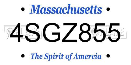 4SGZ855 Massachusetts License Plate