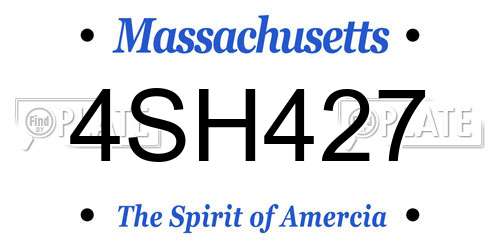 4SH427 Massachusetts License Plate