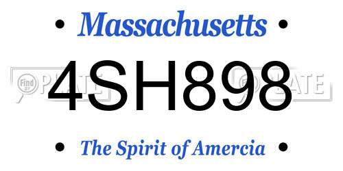 4SH898 Massachusetts License Plate