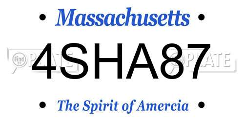 4SHA87 Massachusetts License Plate