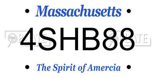 4SHB88 Massachusetts License Plate