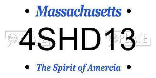 4SHD13 Massachusetts License Plate