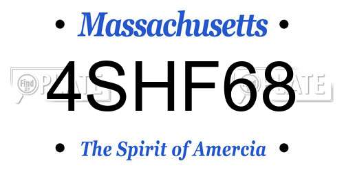 4SHF68 Massachusetts License Plate