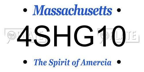 4SHG10 Massachusetts License Plate