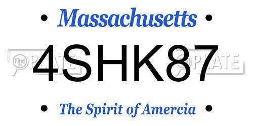4SHK87 Massachusetts License Plate
