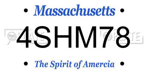 4SHM78 Massachusetts License Plate