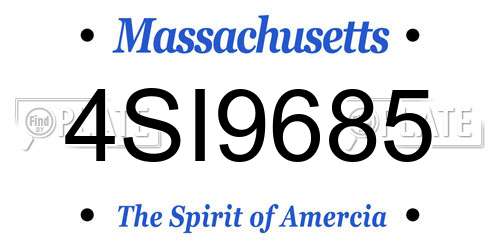 4SI9685 Massachusetts License Plate