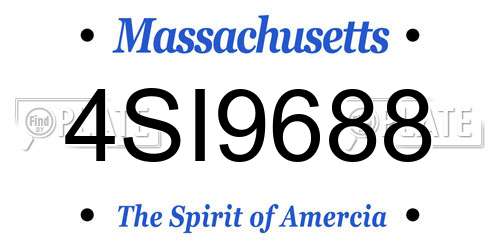 4SI9688 Massachusetts License Plate