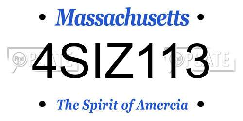 4SIZ113 Massachusetts License Plate