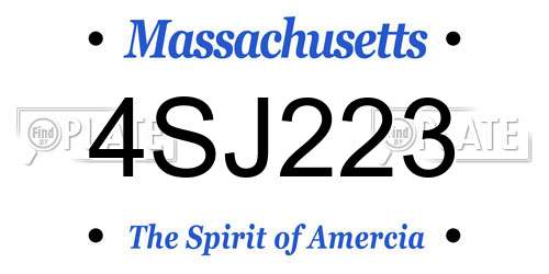 4SJ223 Massachusetts License Plate
