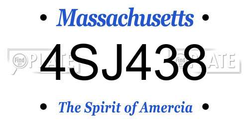 4SJ438 Massachusetts License Plate