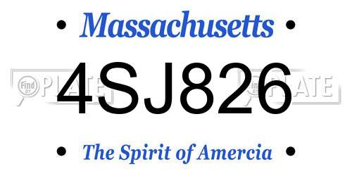 4SJ826 Massachusetts License Plate