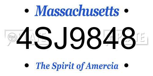 4SJ9848 Massachusetts License Plate