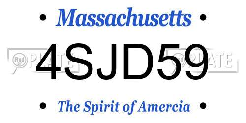 4SJD59 Massachusetts License Plate