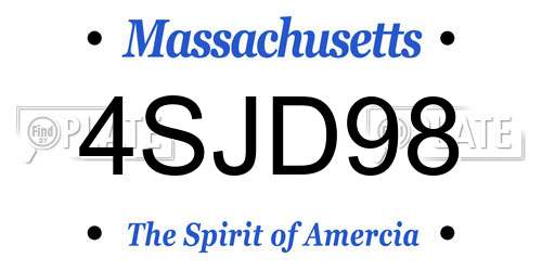 4SJD98 Massachusetts License Plate