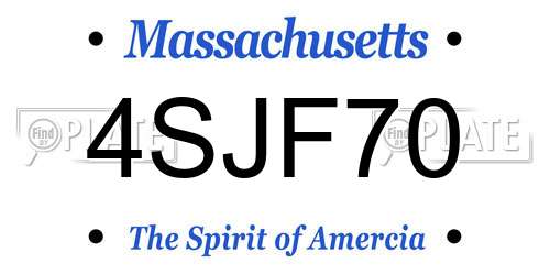 4SJF70 Massachusetts License Plate
