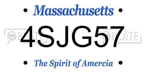 4SJG57 Massachusetts License Plate