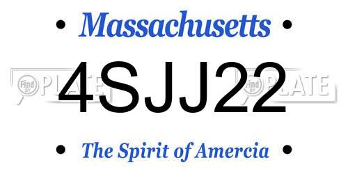 4SJJ22 Massachusetts License Plate