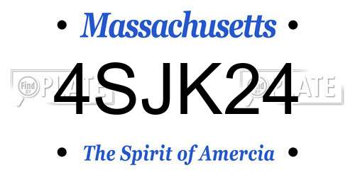 4SJK24 Massachusetts License Plate