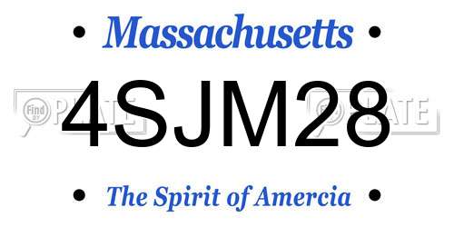 4SJM28 Massachusetts License Plate