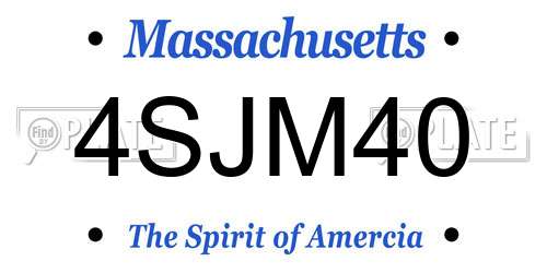 4SJM40 Massachusetts License Plate
