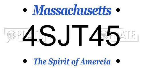 4SJT45 Massachusetts License Plate