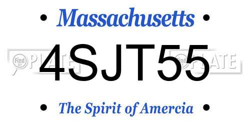 4SJT55 Massachusetts License Plate