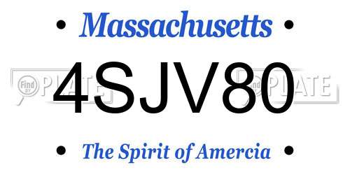4SJV80 Massachusetts License Plate