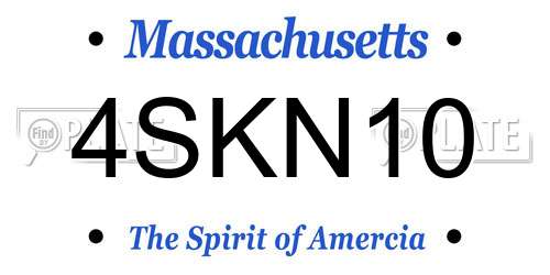 4SKN10 Massachusetts License Plate